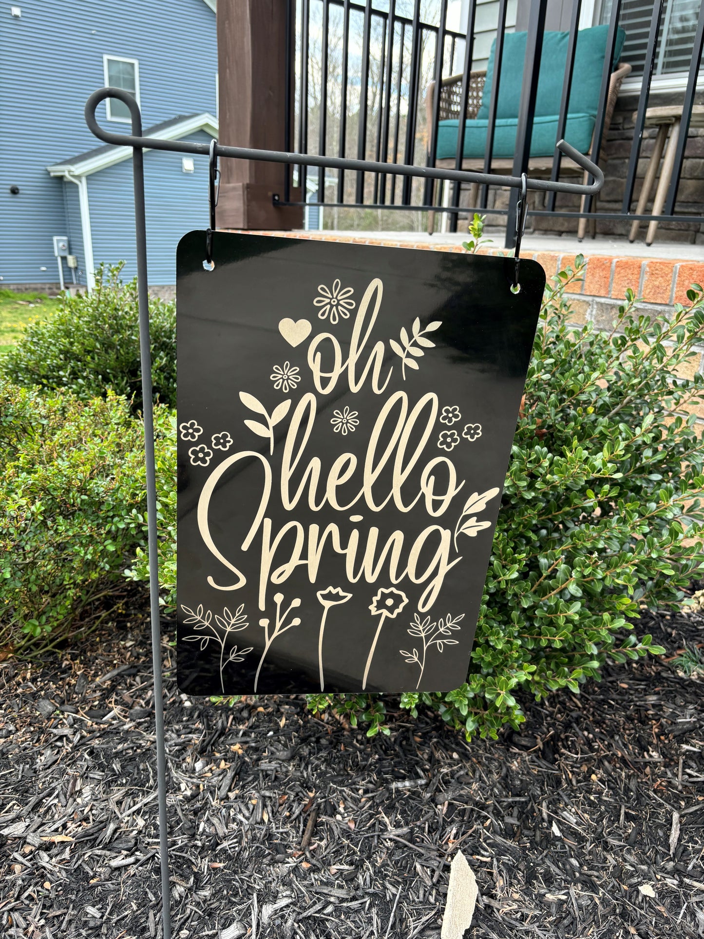 Oh Hello Spring Aluminum Garden Flag 12"x18"