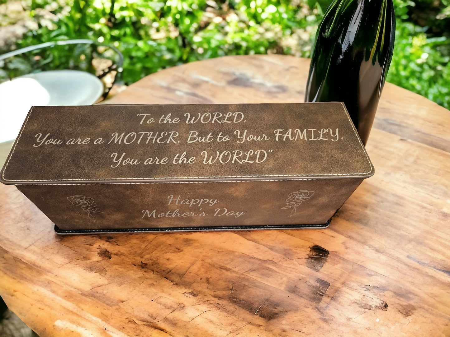 Customizable Leatherette Wine Bottle Box and Tools, Personalized wine box