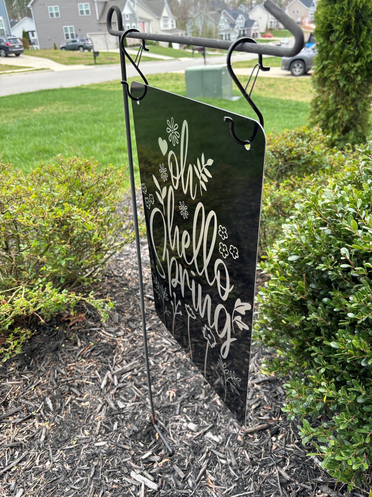 Oh Hello Spring Aluminum Garden Flag 12"x18"
