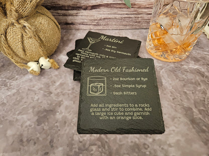 Slate Cocktail Recipe Coasters