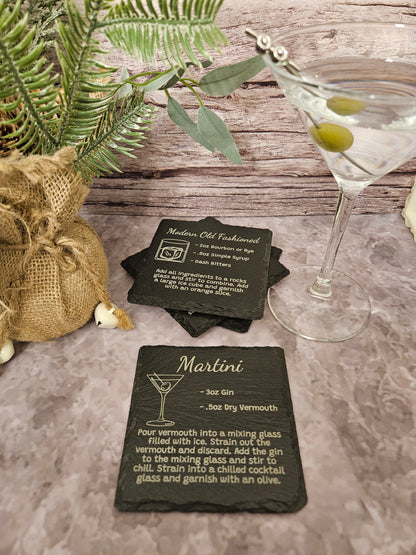 Slate Cocktail Recipe Coasters