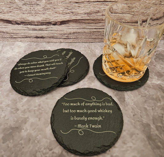 Slate Drinking Quotes Coasters