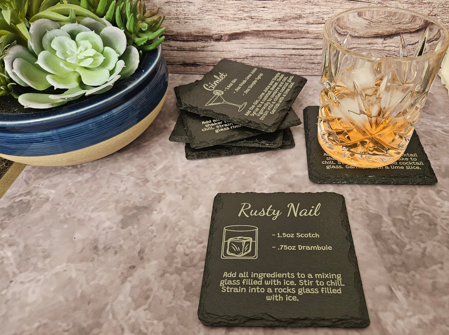 Slate Cocktail Recipe Coasters