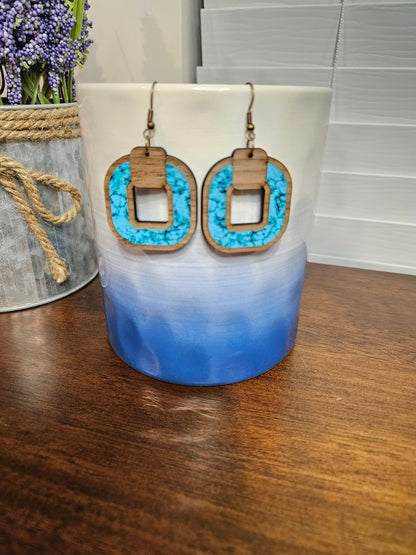 Boho Dangle Earring with Blue Inlay