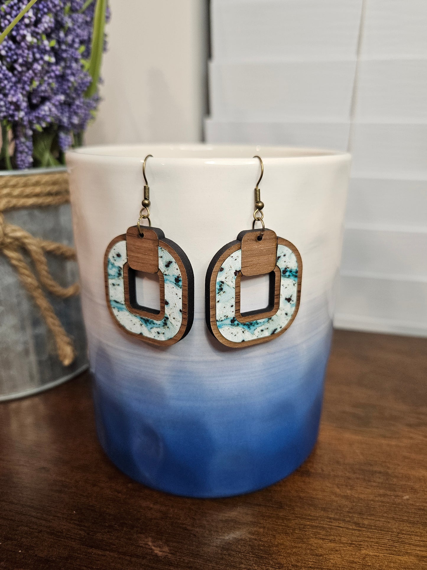 Boho Dangle Earring with Inlay