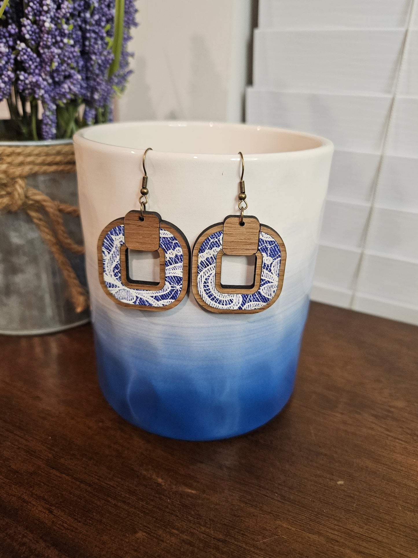 Boho Dangle Earring with Inlay