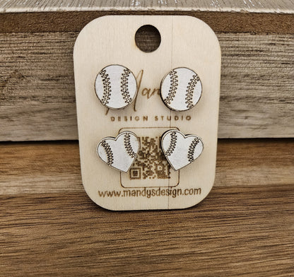 Baseball Earrings = 2 pack