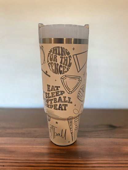 Softball Stanley Quencher 2.0 Tumbler, Personalized Softball tumbler