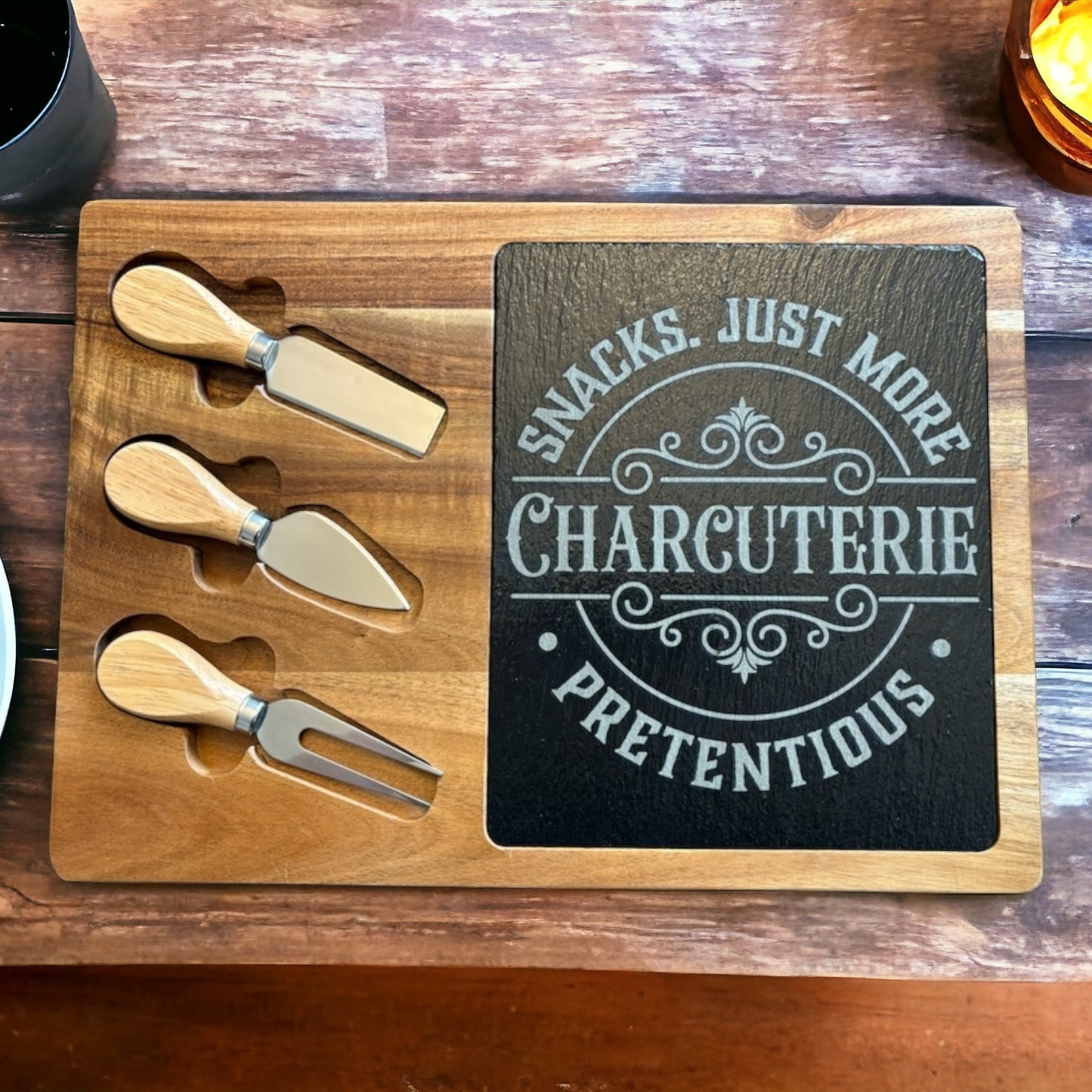 Acacia Charcuterie Board - Engraved - Pretentious