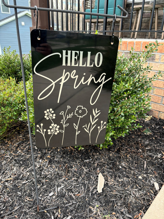 Hello Spring Aluminum Garden Flag  12"x18"