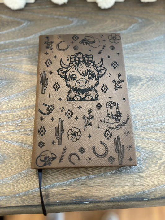 Highland Cow Leatherette Journal, Lined Pages