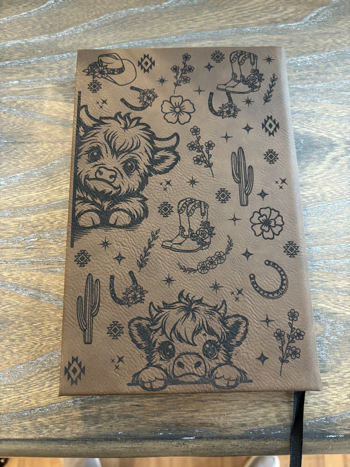 Highland Cow Leatherette Journal, Lined Pages